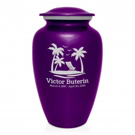 Tropical Beach Cremation Urn - Purple Luster