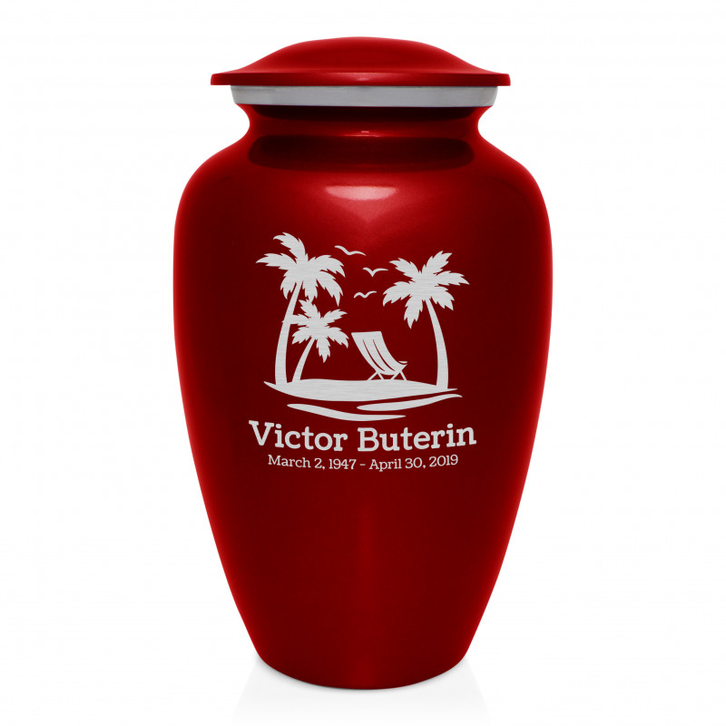 Tropical Beach Cremation Urn - Ruby Red