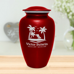 Tropical Beach Cremation Urn - Ruby Red