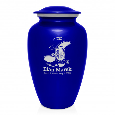 Cowboy Boots Cremation Urn - Midnight Blue