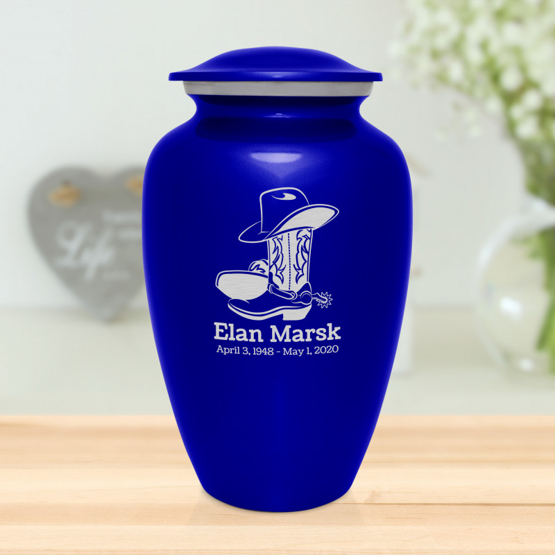 Cowboy Boots Cremation Urn - Midnight Blue