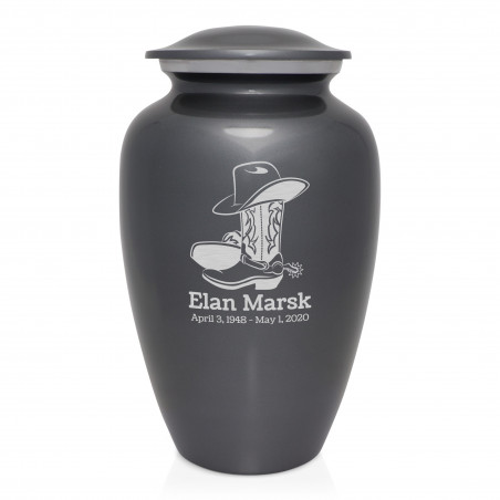 Cowboy Boots Cremation Urn - Gunmetal Gray