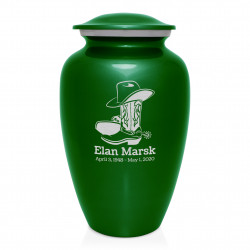 Cowboy Boots Cremation Urn - Shamrock Green