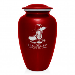 Cowboy Boots Cremation Urn - Ruby Red