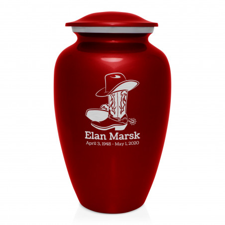 Cowboy Boots Cremation Urn - Ruby Red