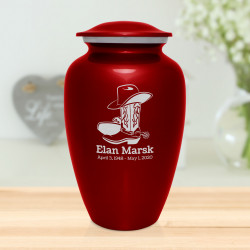 Cowboy Boots Cremation Urn - Ruby Red