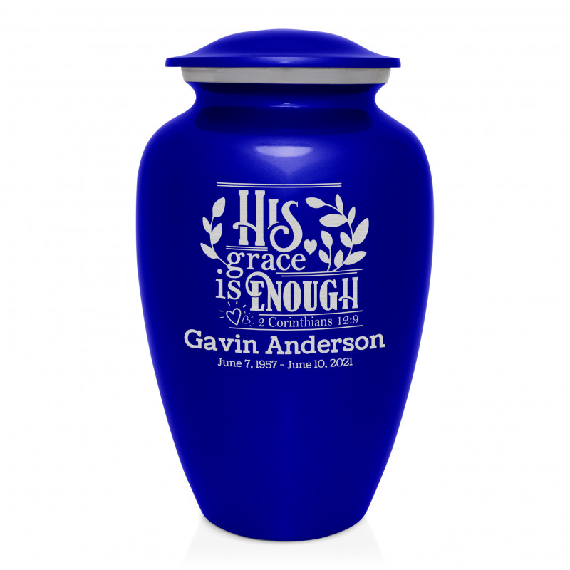 His Grace Is Enough Cremation Urn - Midnight Blue