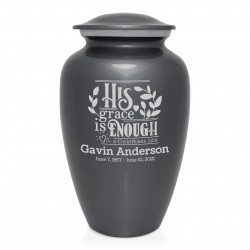 His Grace Is Enough Cremation Urn - Gunmetal Gray