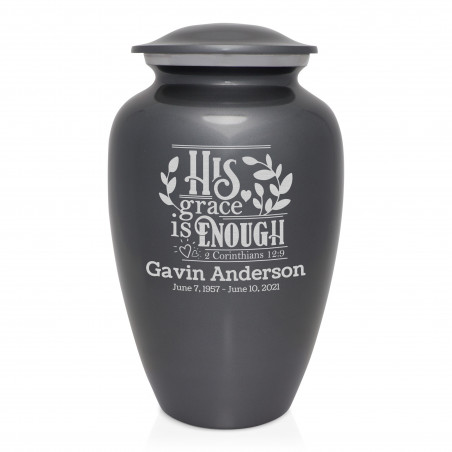 His Grace Is Enough Cremation Urn - Gunmetal Gray