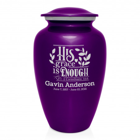 His Grace Is Enough Cremation Urn - Purple Luster