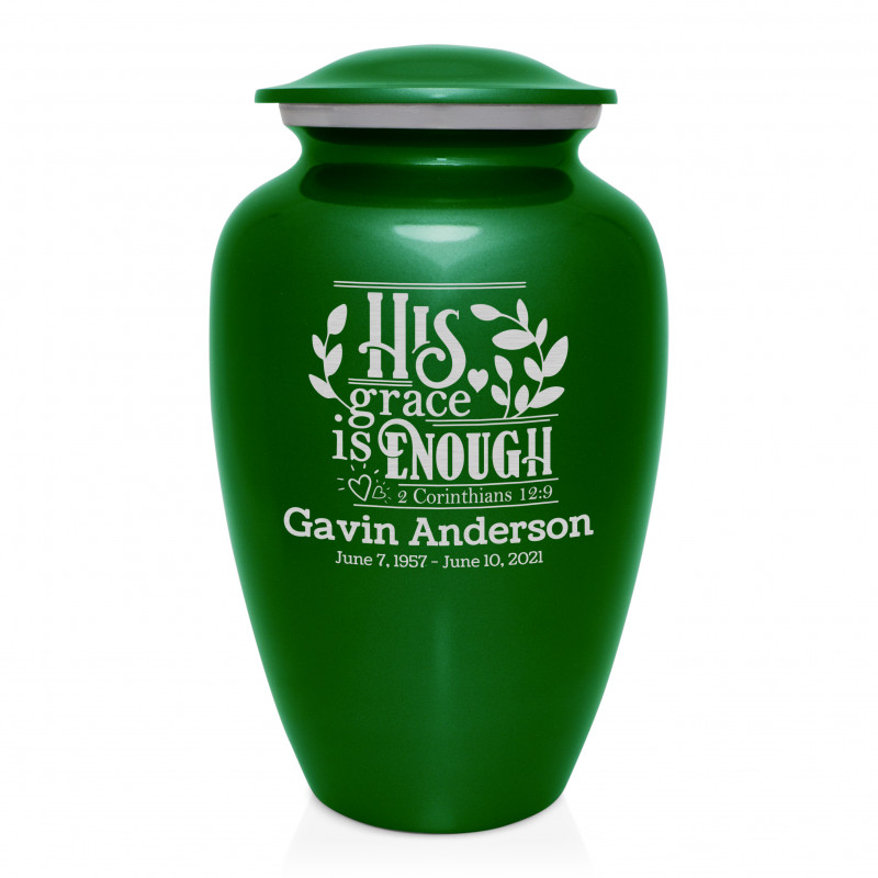 His Grace Is Enough Cremation Urn - Shamrock Green