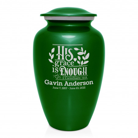 His Grace Is Enough Cremation Urn - Shamrock Green