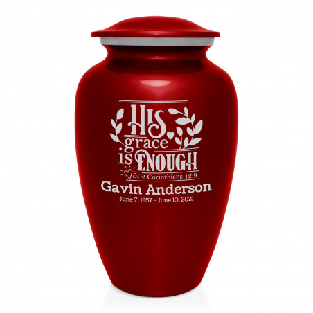 His Grace Is Enough Cremation Urn - Ruby Red