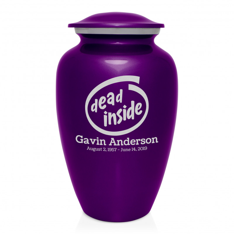 Dead Inside Cremation Urn - Purple Luster