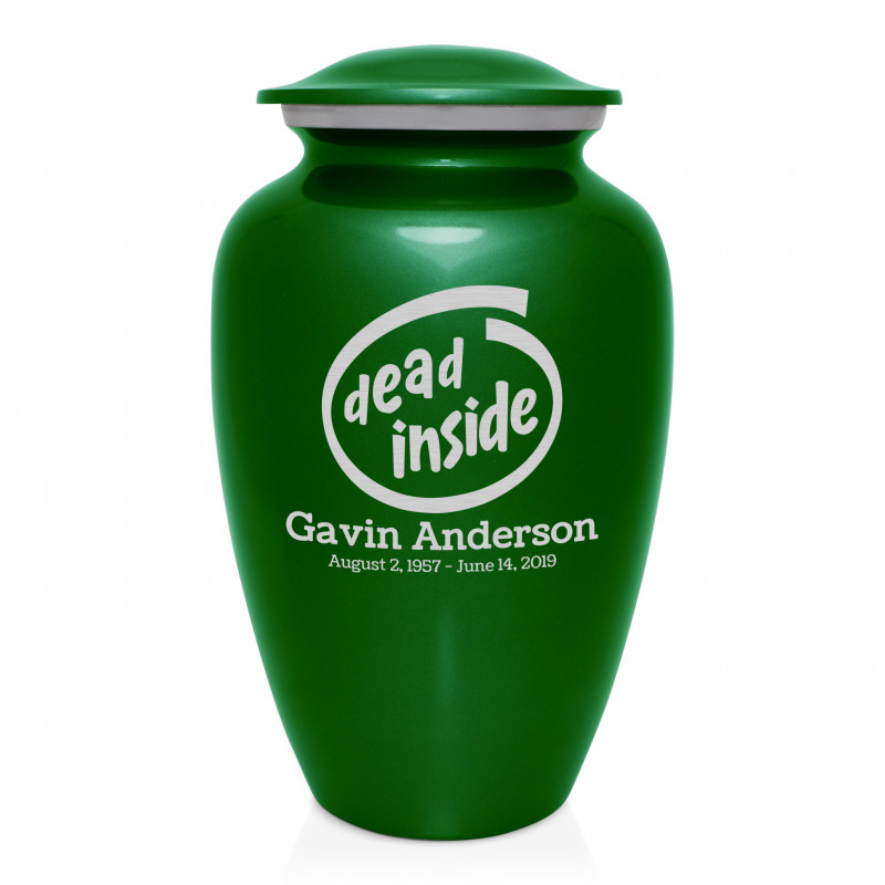Dead Inside Cremation Urn - Shamrock Green