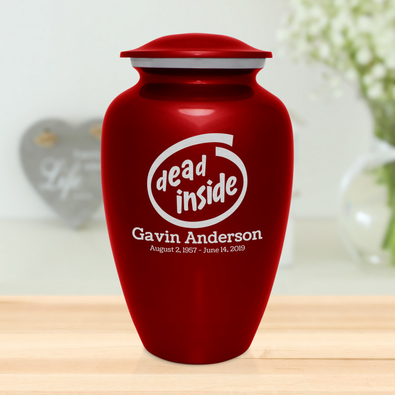 Dead Inside Cremation Urn - Ruby Red