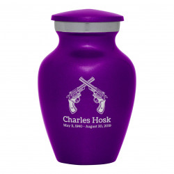 Revolver Pistol Keepsake Urn - Purple Luster