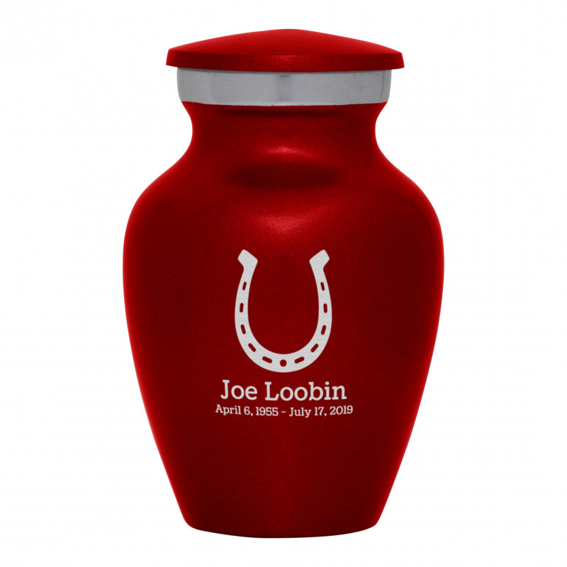 Horseshoe Keepsake Urn - Ruby Red