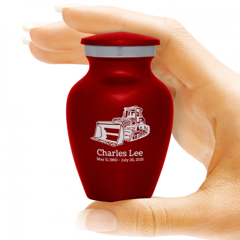 Bulldozer Keepsake Urn - Ruby Red