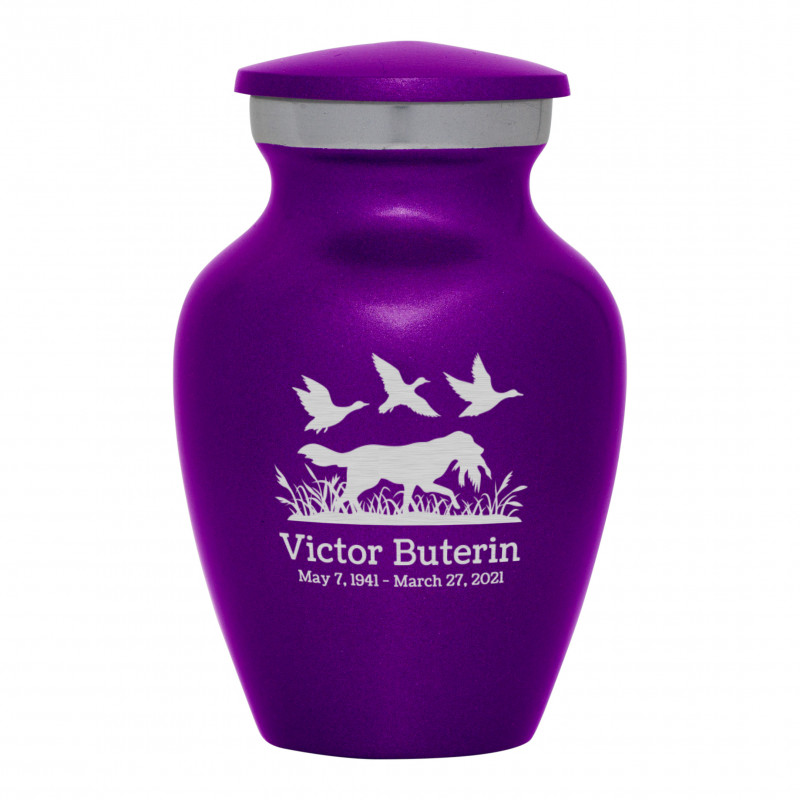 Duck Hunting Dog Keepsake Urn - Purple Luster