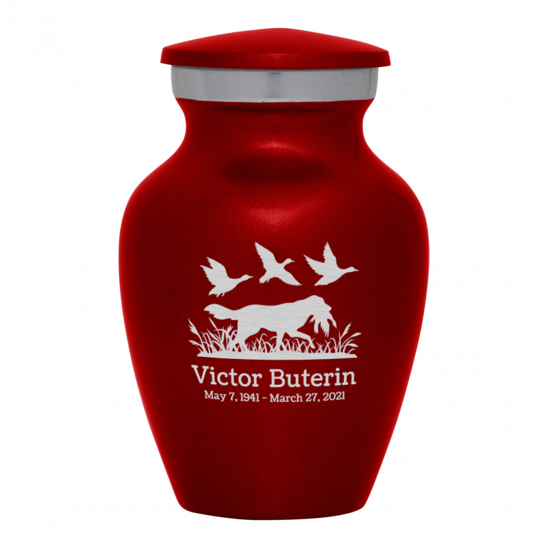 Duck Hunting Dog Keepsake Urn - Ruby Red
