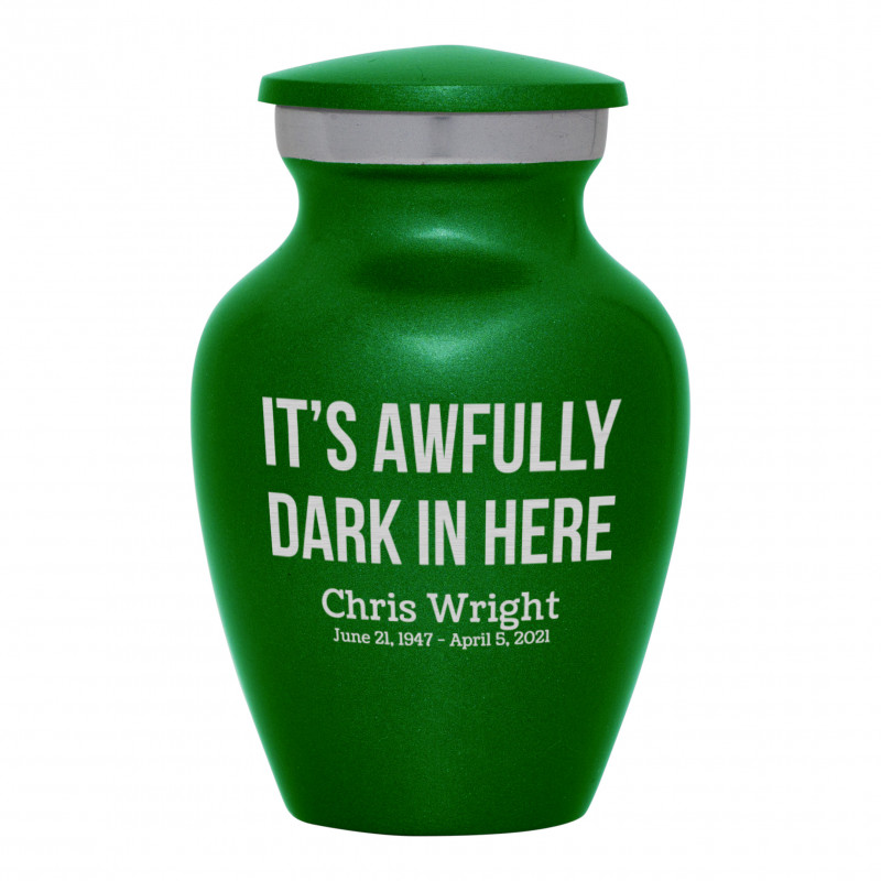 It's Awfully Dark In Here Keepsake Urn - Shamrock Green