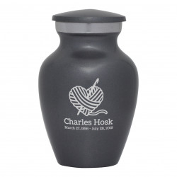 Crochet Heart Keepsake Urn - Gunmetal Gray