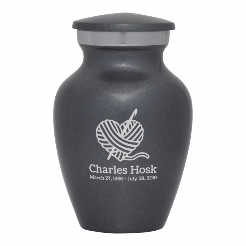 Crochet Heart Keepsake Urn - Gunmetal Gray
