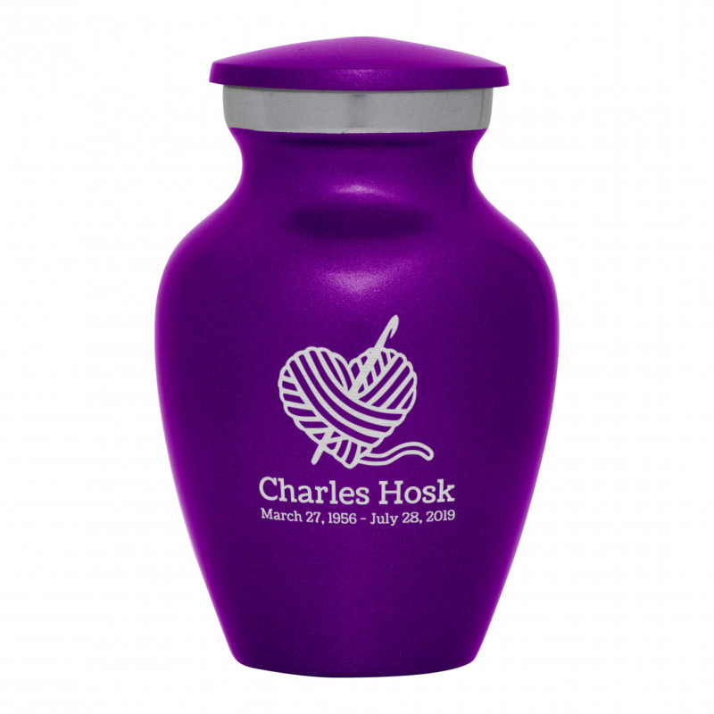 Crochet Heart Keepsake Urn - Purple Luster