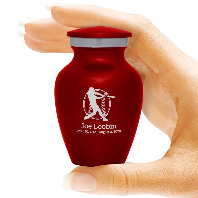 Baseball Keepsake Urn - Ruby Red