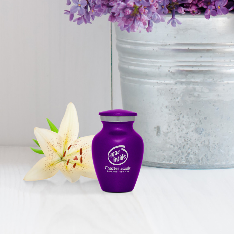 Dead Inside Keepsake Urn - Purple Luster