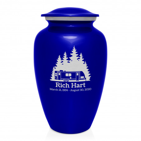 Travel Trailer Camper Cremation Urn - Midnight Blue