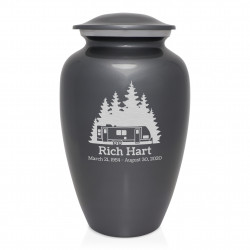 Travel Trailer Camper Cremation Urn - Gunmetal Gray