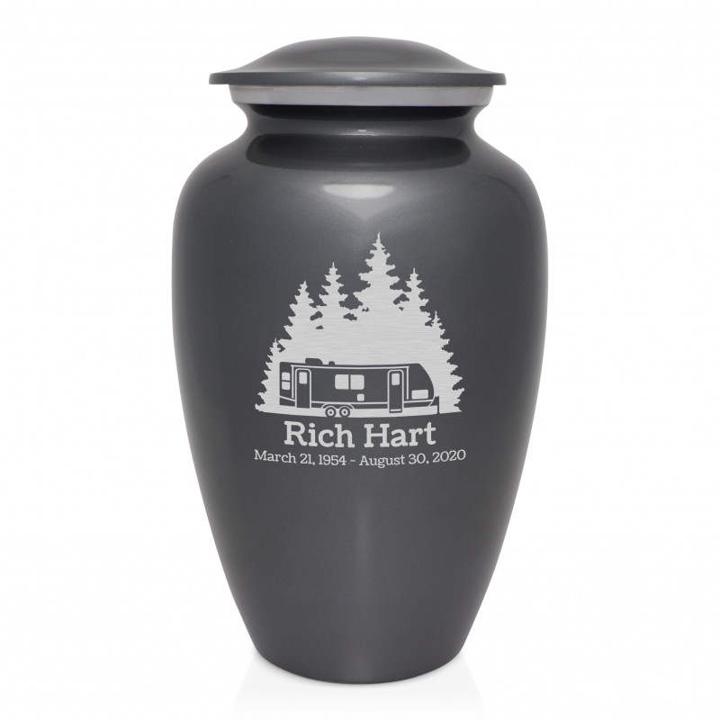 Travel Trailer Camper Cremation Urn - Gunmetal Gray