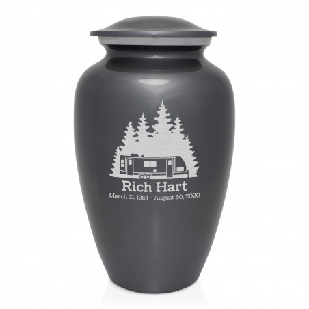 Travel Trailer Camper Cremation Urn - Gunmetal Gray