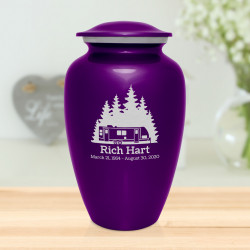 Travel Trailer Camper Cremation Urn - Purple Luster