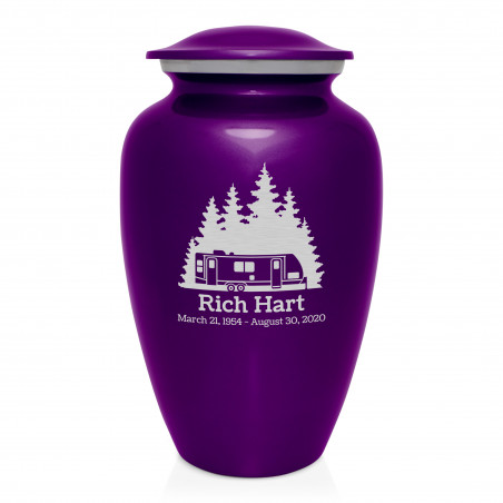 Travel Trailer Camper Cremation Urn - Purple Luster