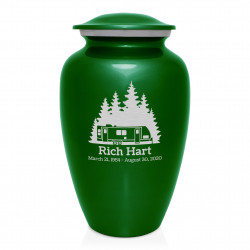 Travel Trailer Camper Cremation Urn - Shamrock Green