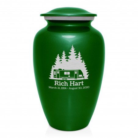 Travel Trailer Camper Cremation Urn - Shamrock Green