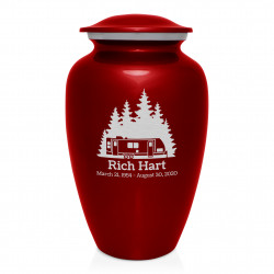 Travel Trailer Camper Cremation Urn - Ruby Red