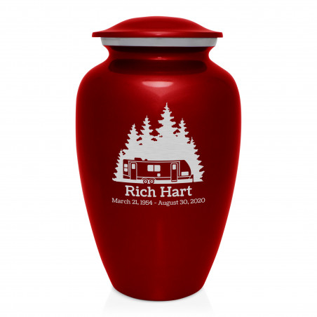 Travel Trailer Camper Cremation Urn - Ruby Red