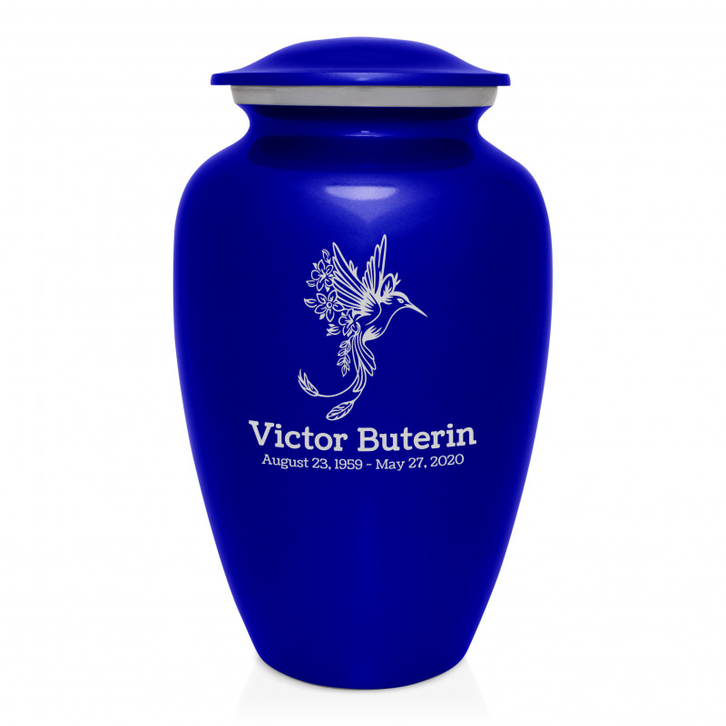 Natures Peace Hummingbird Cremation Urn - Midnight Blue