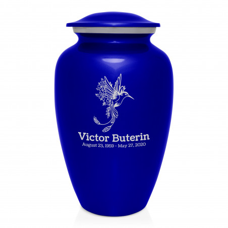 Natures Peace Hummingbird Cremation Urn - Midnight Blue