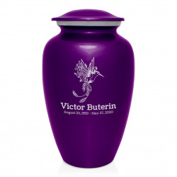 Natures Peace Hummingbird Cremation Urn - Purple Luster