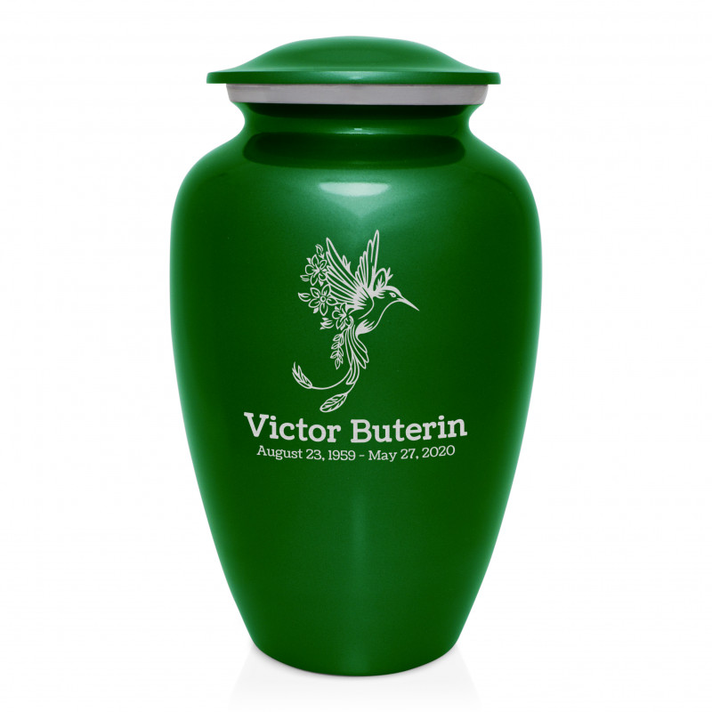 Natures Peace Hummingbird Cremation Urn - Shamrock Green