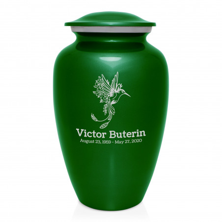 Natures Peace Hummingbird Cremation Urn - Shamrock Green