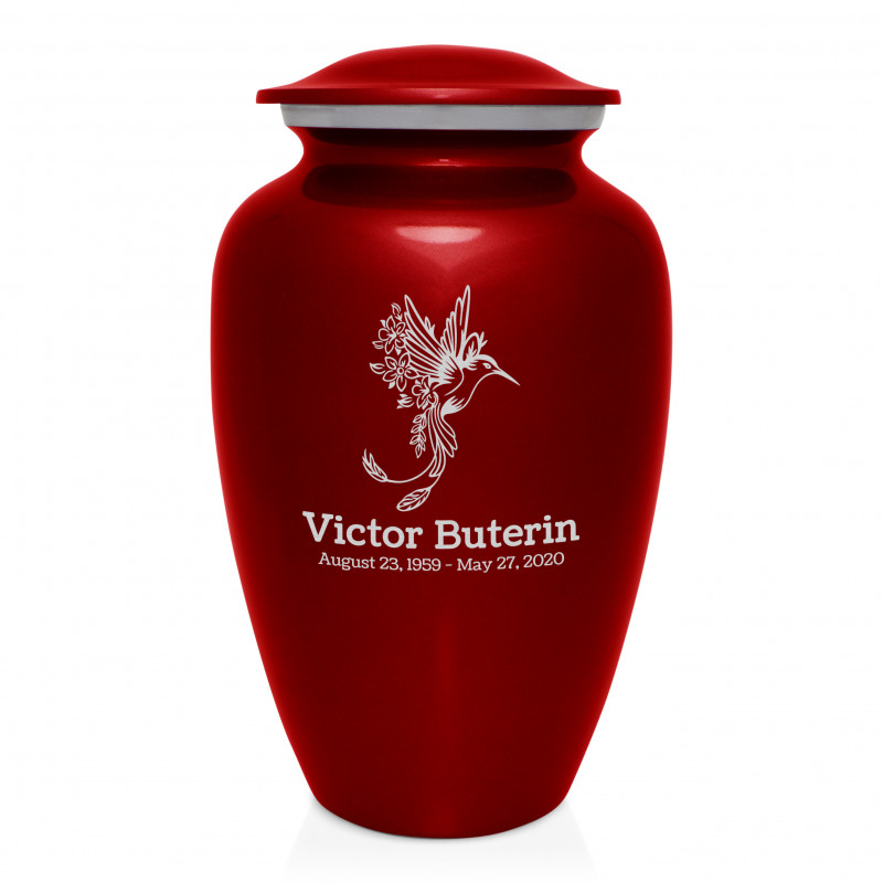 Natures Peace Hummingbird Cremation Urn - Ruby Red