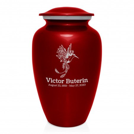 Natures Peace Hummingbird Cremation Urn - Ruby Red