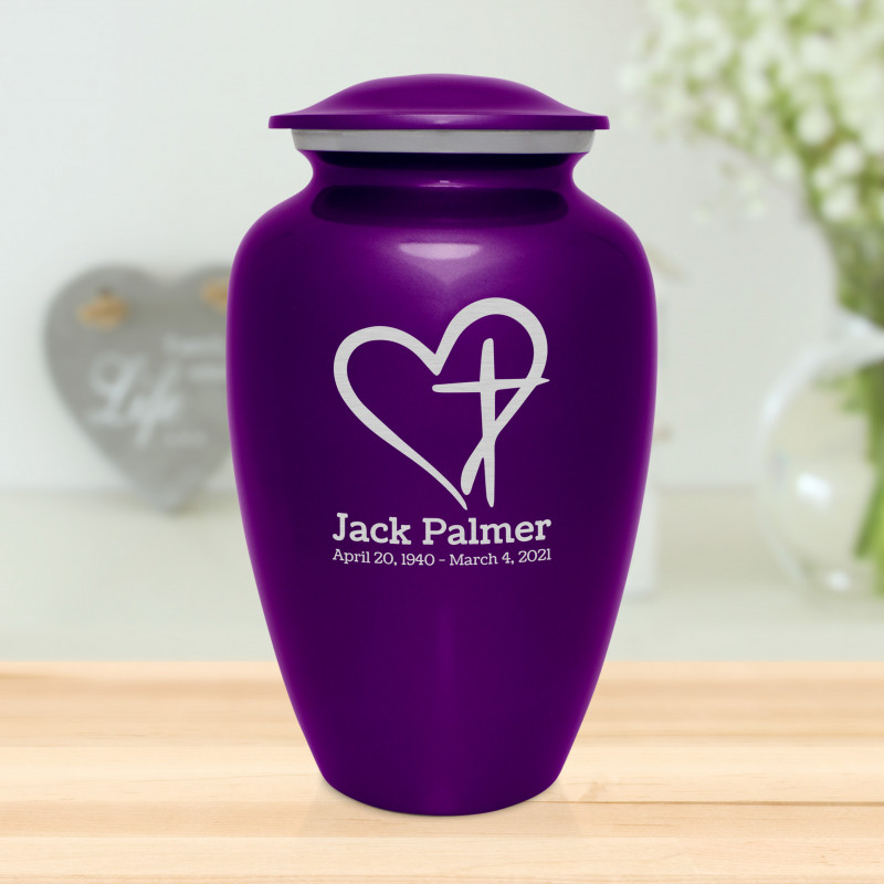 Love of Christ Cremation Urn - Purple Luster