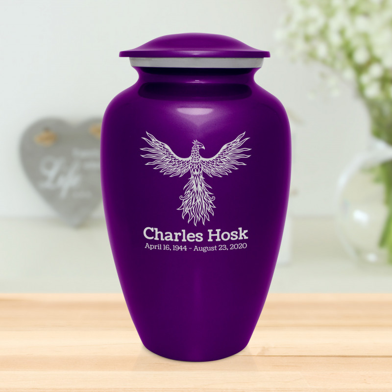 Phoenix Cremation Urn - Purple Luster